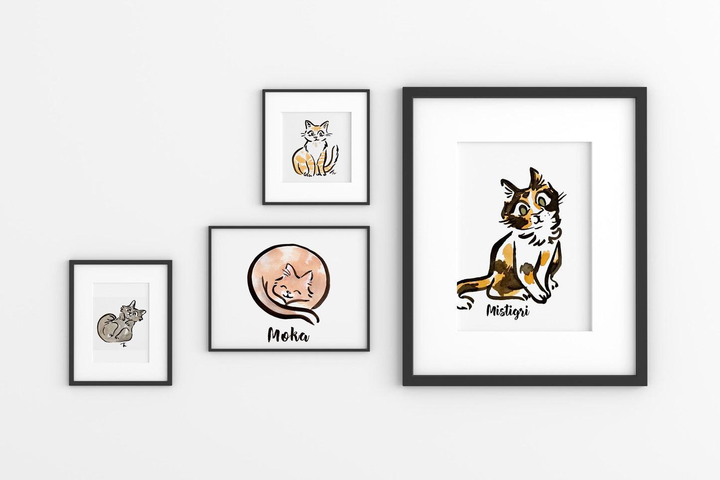 Portrait animalier personnalisé - Encre de chine et aquarelle, illustration, dessin, croquis, d'après photo, idée cadeau fait main, art