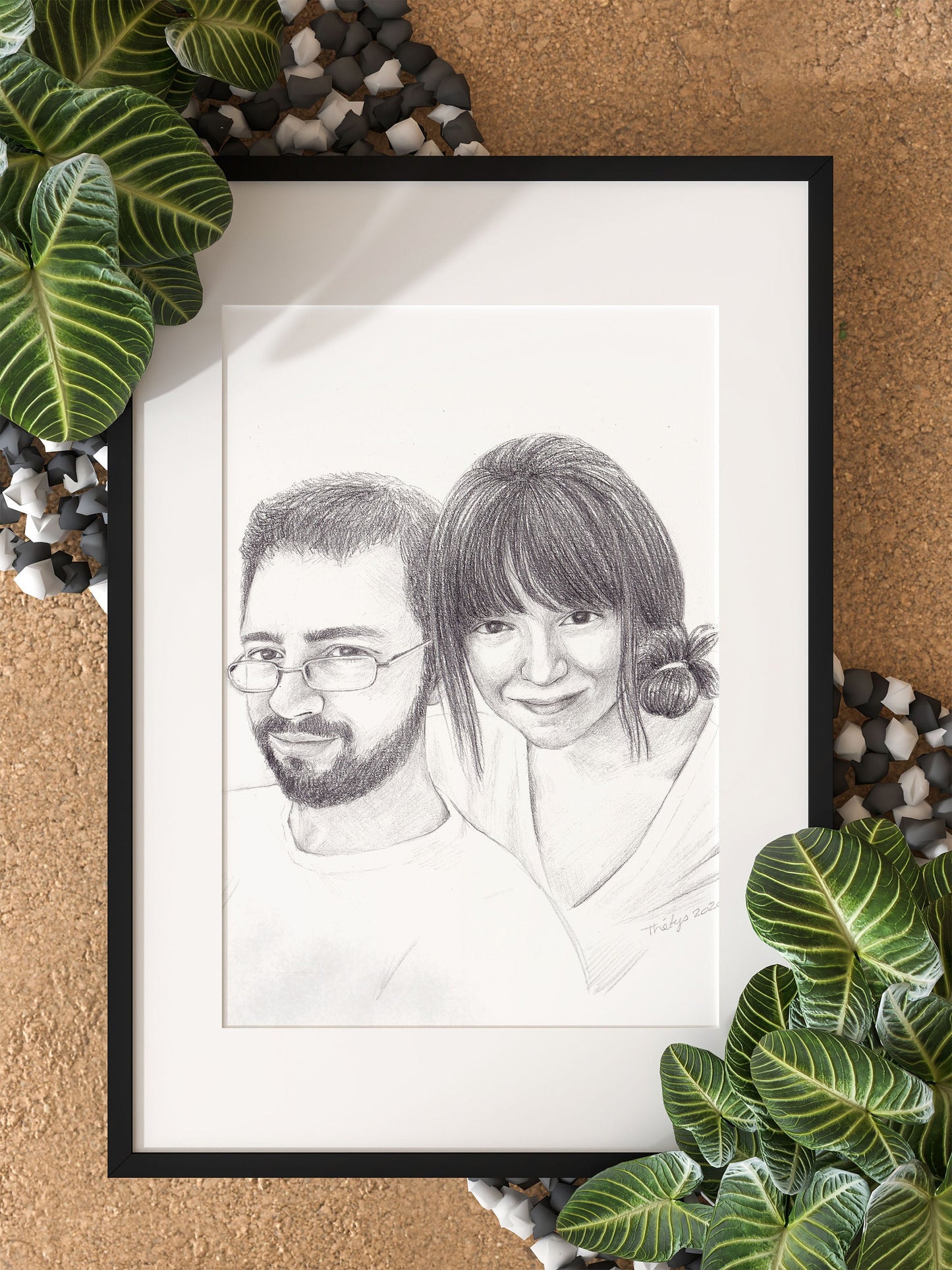 Portrait personnalisé - mine de plomb, dessin personnalisé réaliste d'après photo, idée cadeau fait main à offrir, artiste, crayon de papier