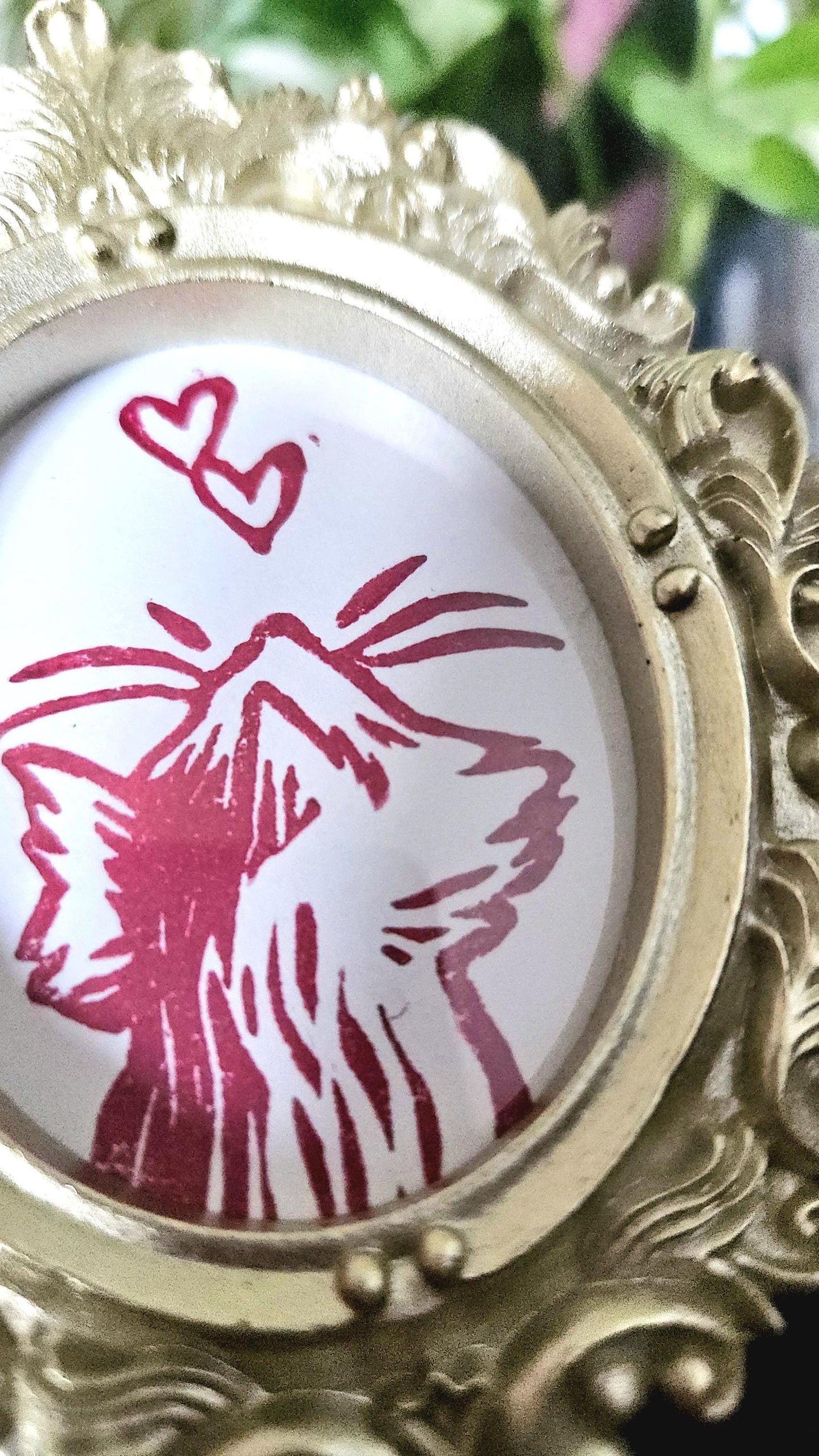 Mini cadres dorés linogravure chat