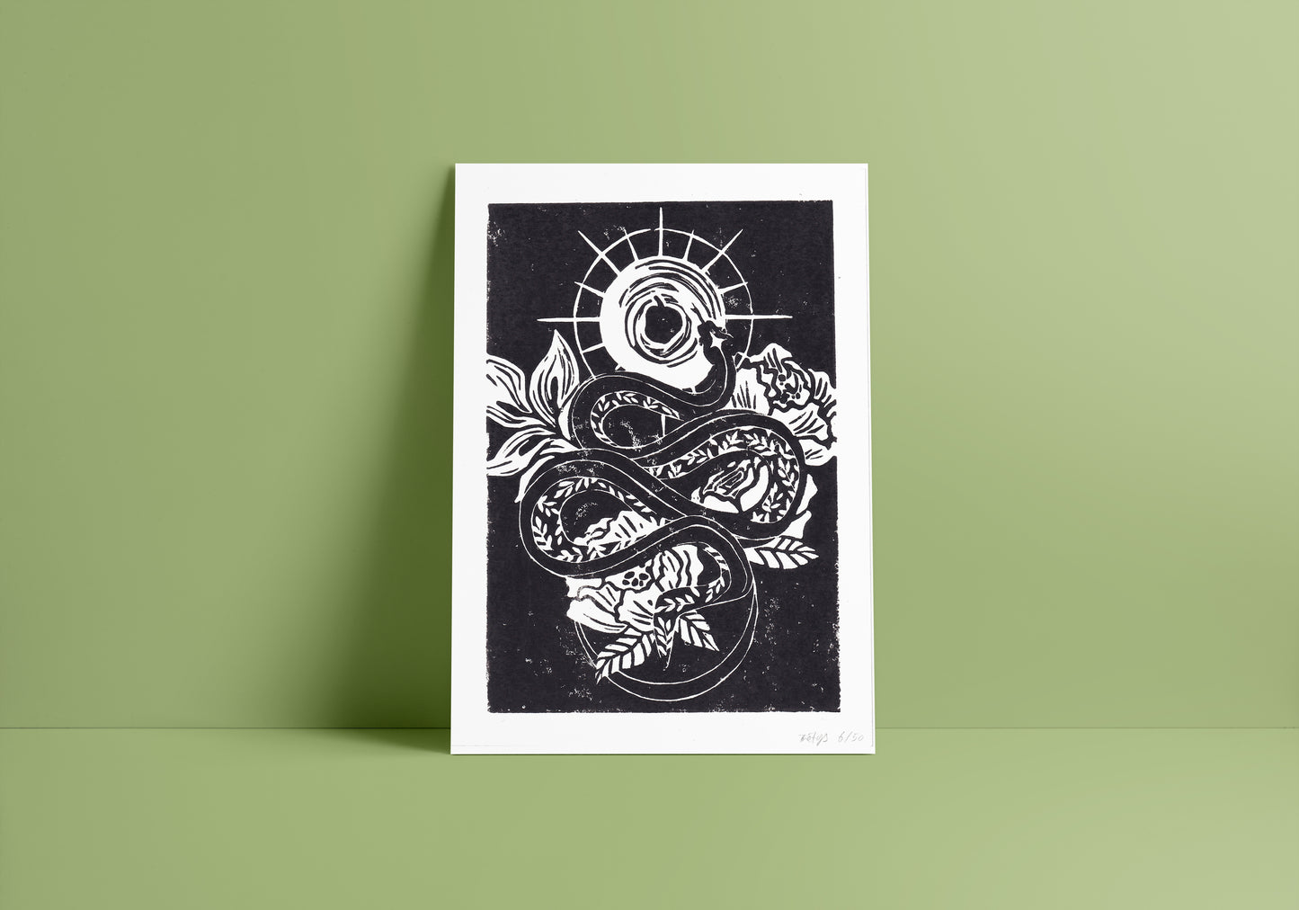 Linogravure - Tatoo serpent - édition limitée 50 ex