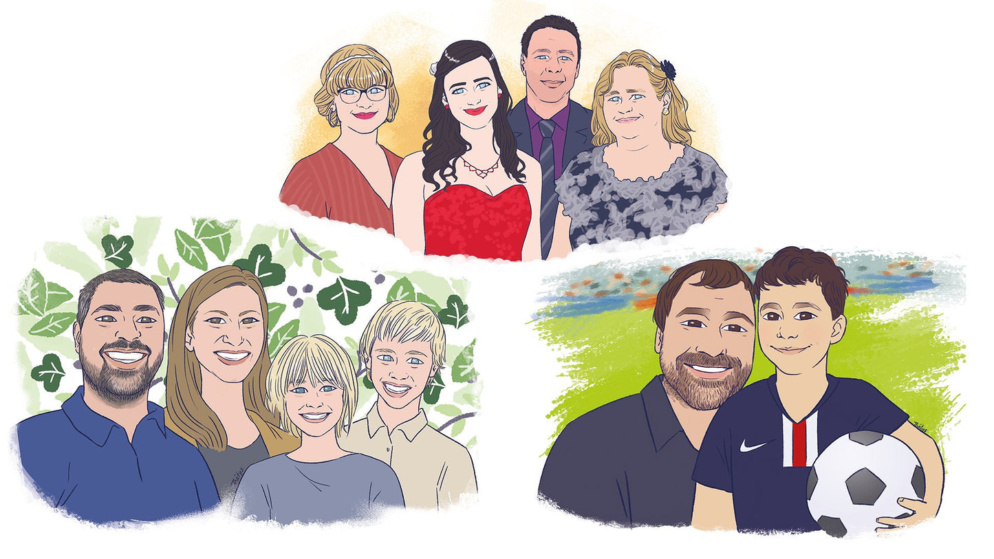 Portrait de famille personnalisé - style BD - numérique, illustration personnalisée, photo personnalisée, portrait dessiné, cadeau, cartoon