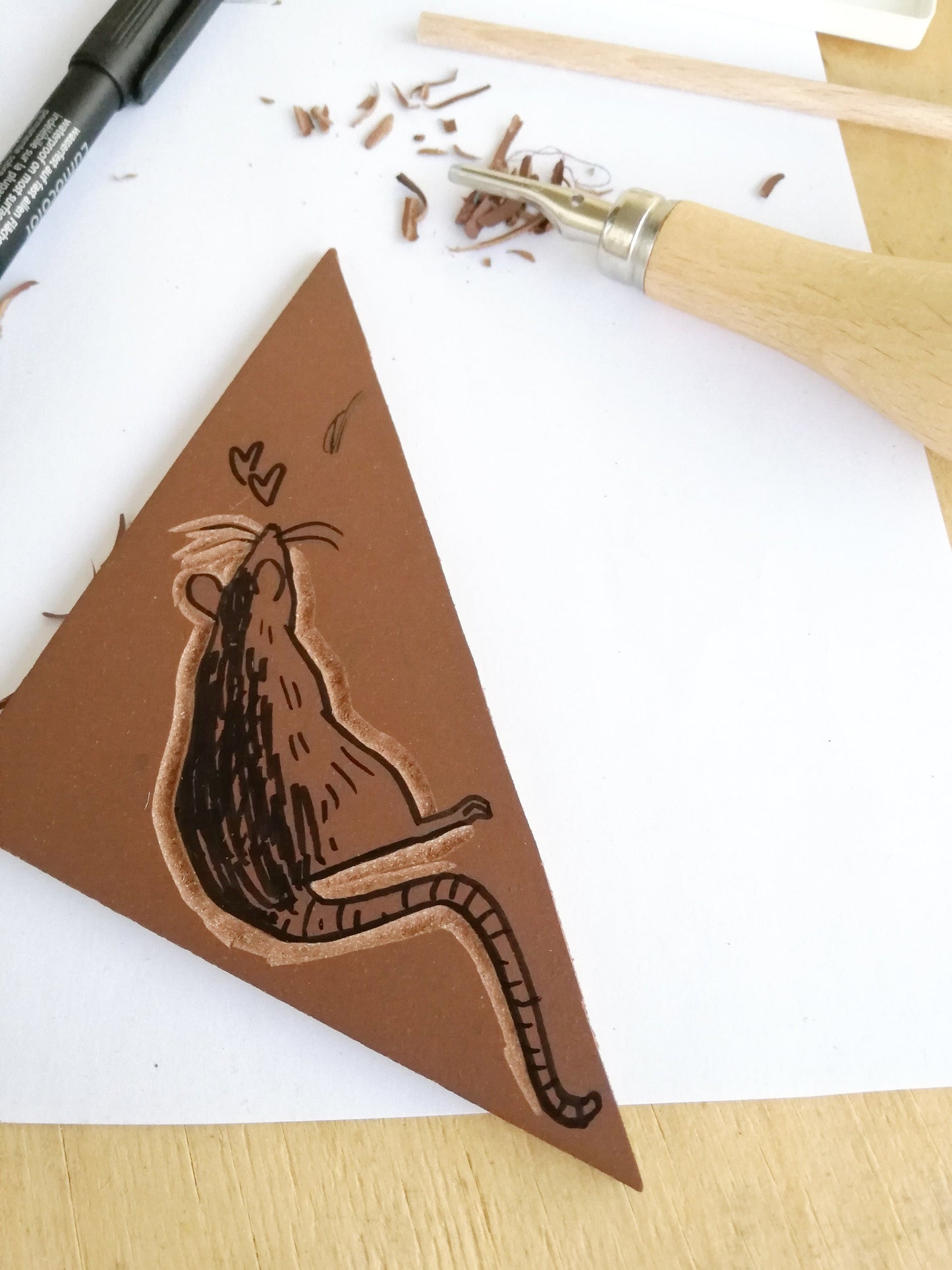 Linogravure animaux de compagnie - Chat, rat ou chien - art mural, déco, print, imprimé à la main, création artisanale