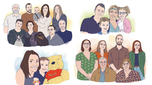 Portrait de famille personnalisé - style BD - numérique, illustration personnalisée, photo personnalisée, portrait dessiné, cadeau, cartoon