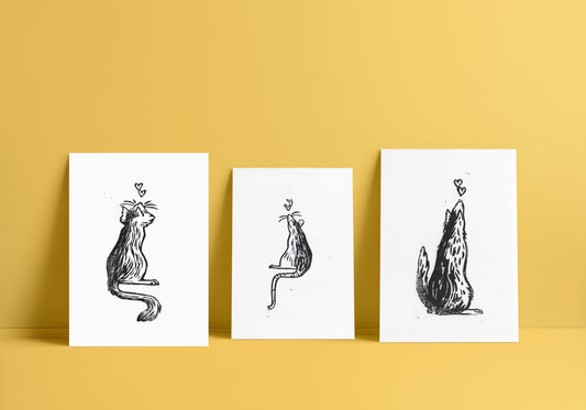 Linogravure animaux de compagnie - Chat, rat ou chien