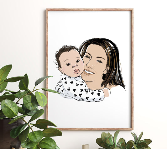 Portrait personnalisé digitale réaliste - numérique, illustration personnalisée réaliste, portrait de famille, portrait dessiné, cadeau