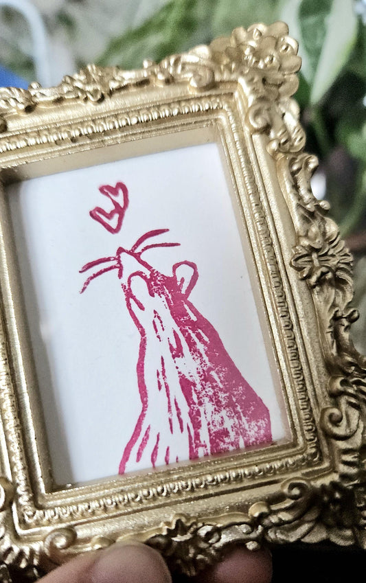 Mini cadres dorés linogravure chat